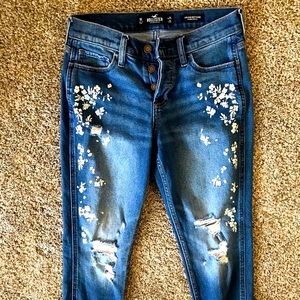 Hollister Jeans 1R 25 25 low-rise boyfriend vintage stretch distressed floral